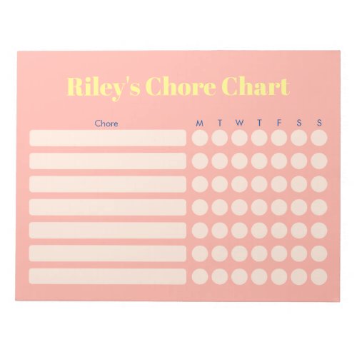 Modern Personalized Chore Chart Notepad