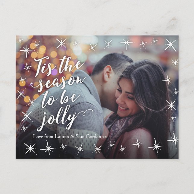 Modern Personalized Christmas photo card postcard (Front)