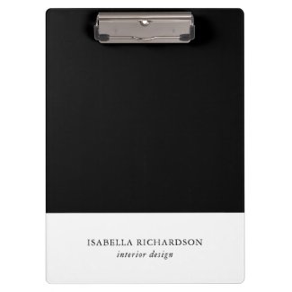 Modern Personalized Color Block Black And White Clipboard
