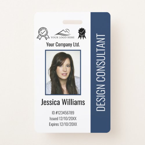 Modern Personalized Corporate Employee Blue ID Badge