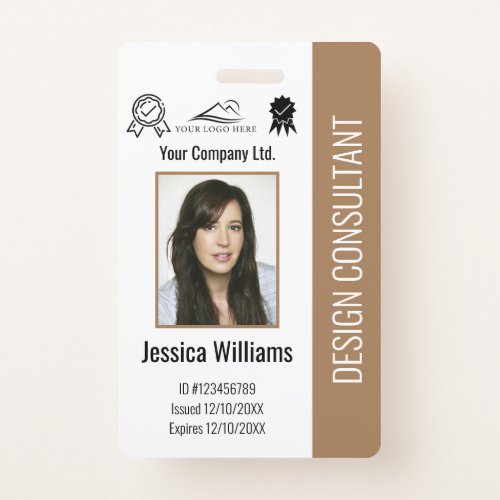 Modern Personalized Corporate Employee Brown ID Badge