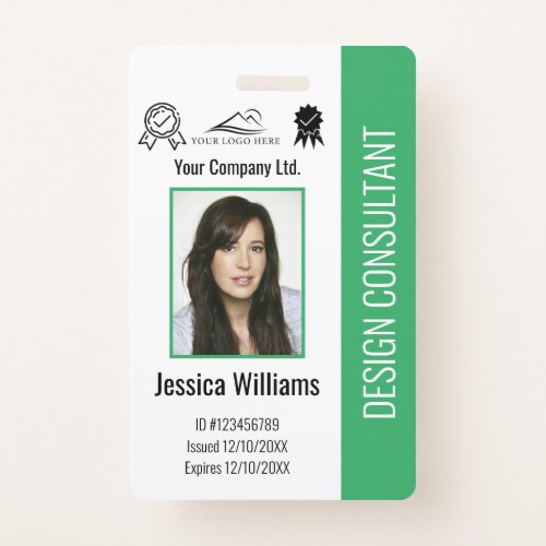 Modern Personalized Corporate Employee Green ID Badge