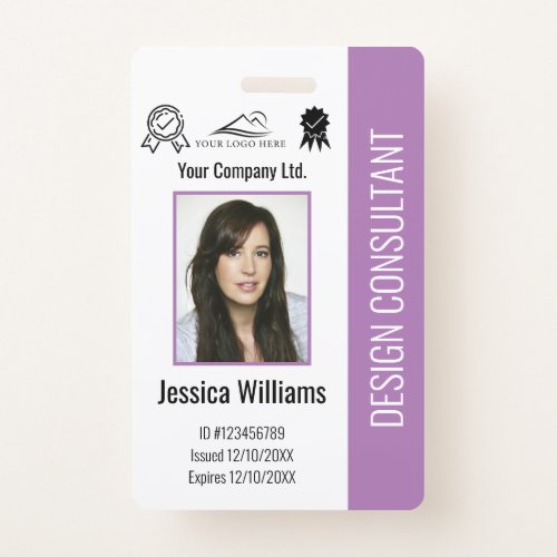 Modern Personalized Corporate Employee Purple ID Badge