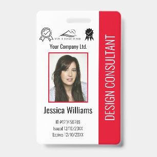 Modern Personalized Corporate Employee Red ID Badge