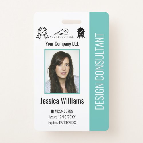 Modern Personalized Corporate Employee Teal ID Badge