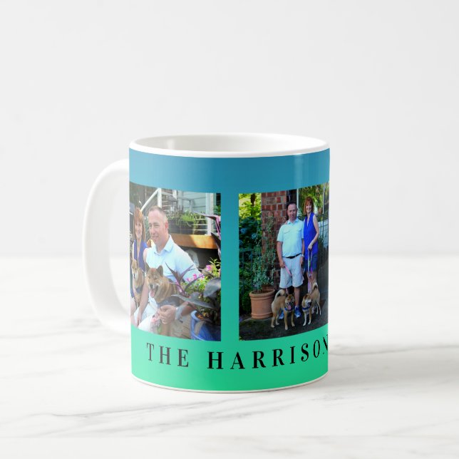 Modern Personalized Custom 3 Photo Family Collage Coffee Mug (Front Left)