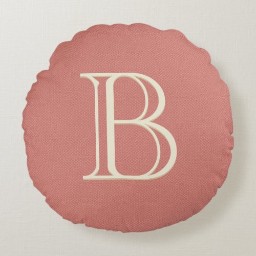 Modern Personalized Custom Monogram Initial Coral Round Pillow