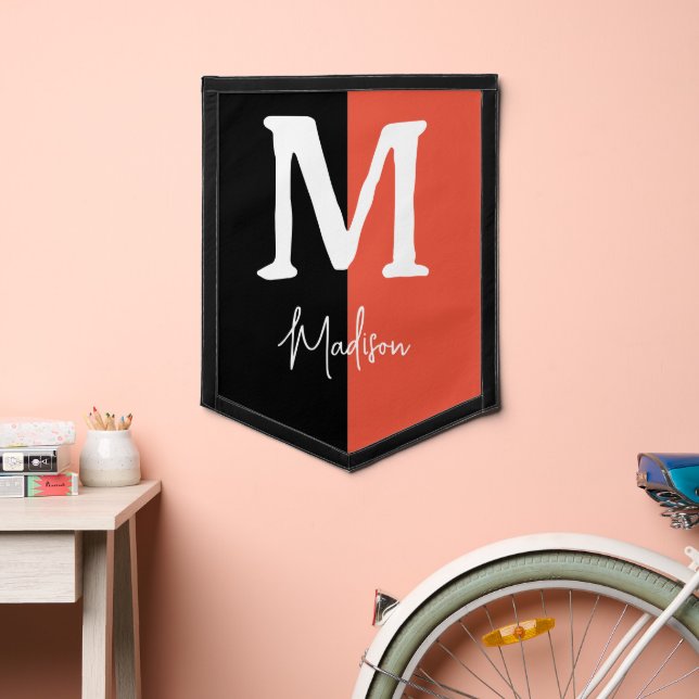 Modern Personalized Custom Name Initial Pennant (Insitu 2)