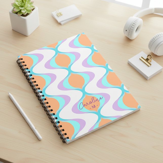 Modern Personalized Custom Pastel Waves Art Notebook (Creator Uploaded)
