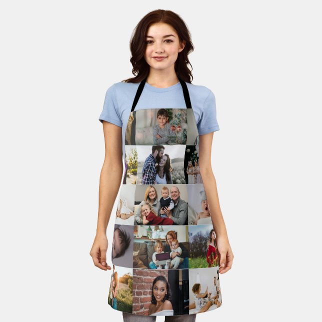 Modern Personalized Custom Photo Collage Family  Apron (Worn)