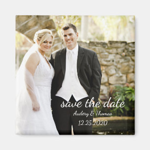 Modern Personalized Custom Photo Save The Date Magnet