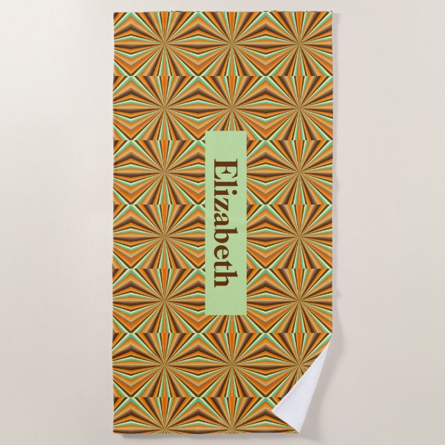 Modern Personalized Custom Retro Pattern Beach Towel (Front)