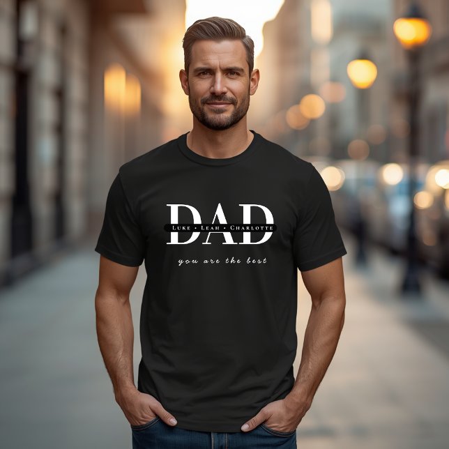 Modern Personalized DAD Black T-Shirt (Creator Uploaded)