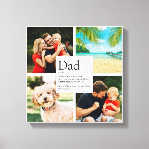 Modern Personalized Dad Definition 4 Photo Collage Canvas Print