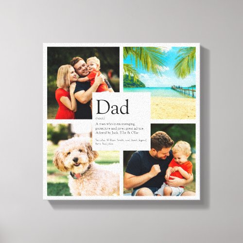 Modern Personalized Dad Definition 4 Photo Collage Canvas Print