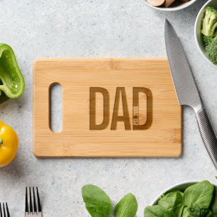 Modern Personalized Dad Established Engraved Cutting Board