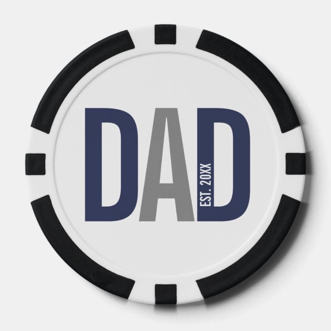 Modern Personalized Dad Established Poker Chips (Front)
