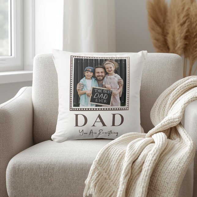 Modern Personalized Dad Photo Throw Pillow (Creator Uploaded)