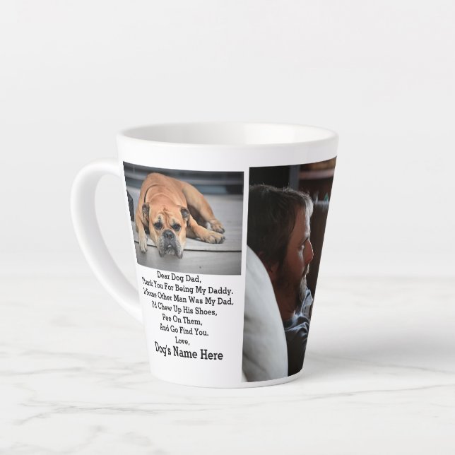 Modern Personalized Dog dad Fathers day photo gift Latte Mug (Left Angle)