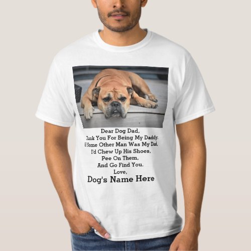 Modern Personalized Dog dad Fathers day photo gift T_Shirt