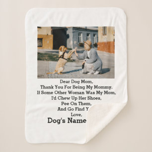 Modern Personalized Dog Mom Mothers day photo Sherpa Blanket