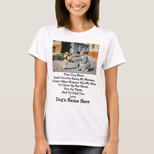 Modern Personalized Dog Mom Mothers day photo T_Shirt