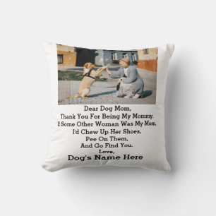 Modern Personalized Dog Mom Mothers day photo Throw Pillow