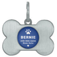 Modern Personalized Dog Name Blue Pet Id Tag at Zazzle