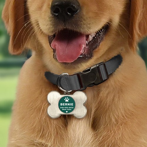 Modern Personalized Dog Name Green Pet ID Tag