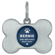 Modern Personalized Dog Name Navy Blue Pet Id Tag at Zazzle