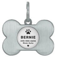Modern Personalized Dog Name White Pet Id Tag at Zazzle