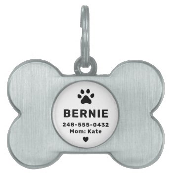 Modern Personalized Dog Name White Pet Id Tag by Plush_Paper at Zazzle