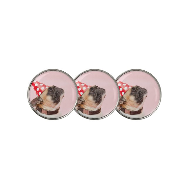 Modern Personalized Dog Pet Photo Golf Ball Marker (3 Up)
