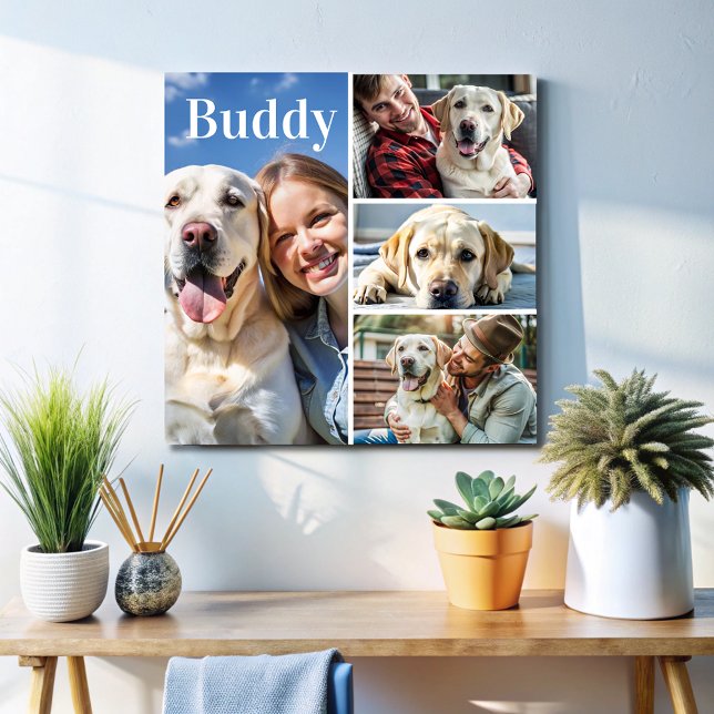 Modern Personalized dog Photo Collage Name  Acrylic Print (Creator Uploaded)