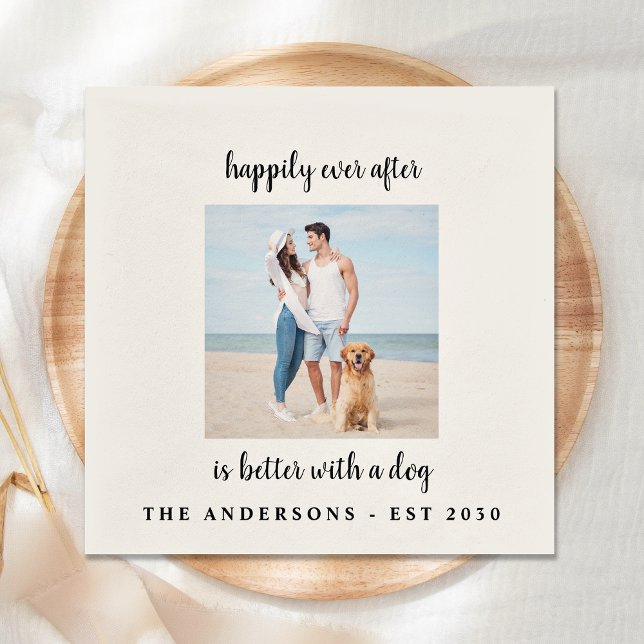 Modern Personalized Dog Photo Pet Wedding Napkins (Creator Uploaded)