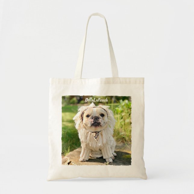 Modern Personalized Dog Photo Tote Bag (Front)