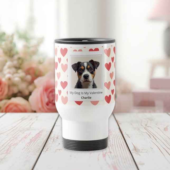 Modern Personalized Dog Valentine Travel Mug (Creator Uploaded)
