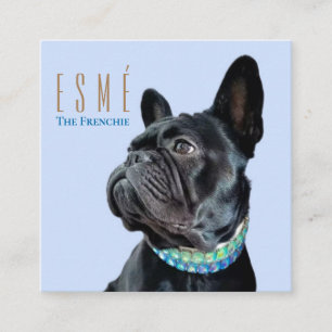 Modern Personalized Double Photo QR Esmé Square Business Card