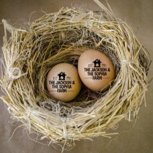 Modern Personalized Egg Dealer Name Black Text Rubber Stamp