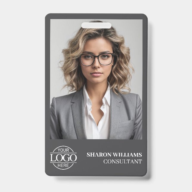 Modern Personalized Employee Photo Company Logo Badge (Front)
