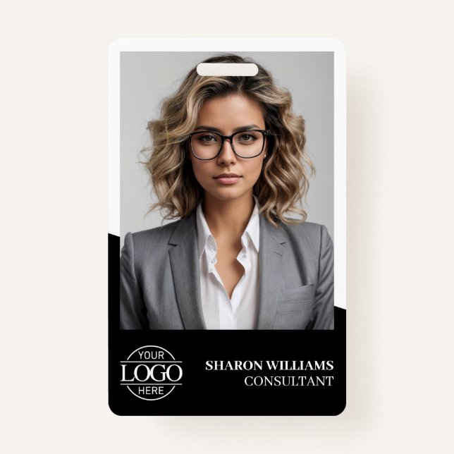 Modern Personalized Employee Photo Company Logo Badge (Front)