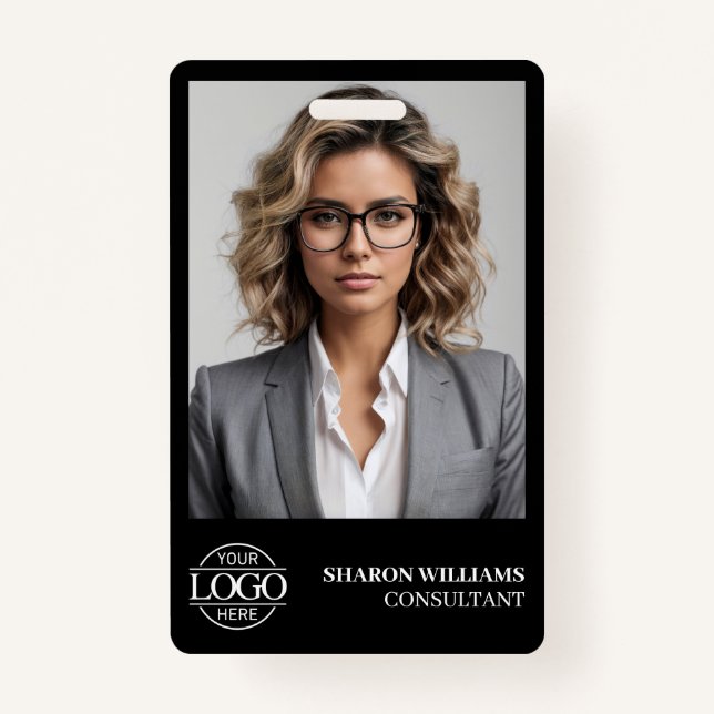 Modern Personalized Employee Photo Company Logo Badge (Front)