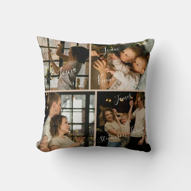 Modern personalized family 3 ring binder throw pillow (Front)