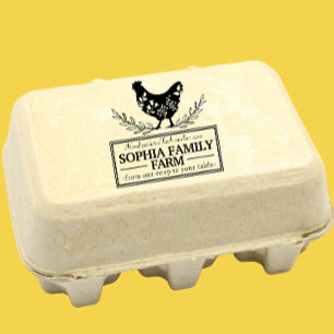 Modern Personalized Family Farm Business Name Hen Rubber Stamp