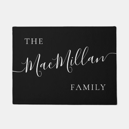 Modern Personalized Family Name Elegant Monogram Doormat