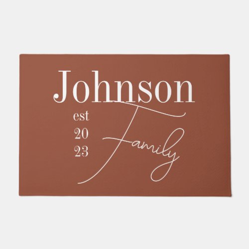 Modern Personalized Family Name Terracotta Doormat