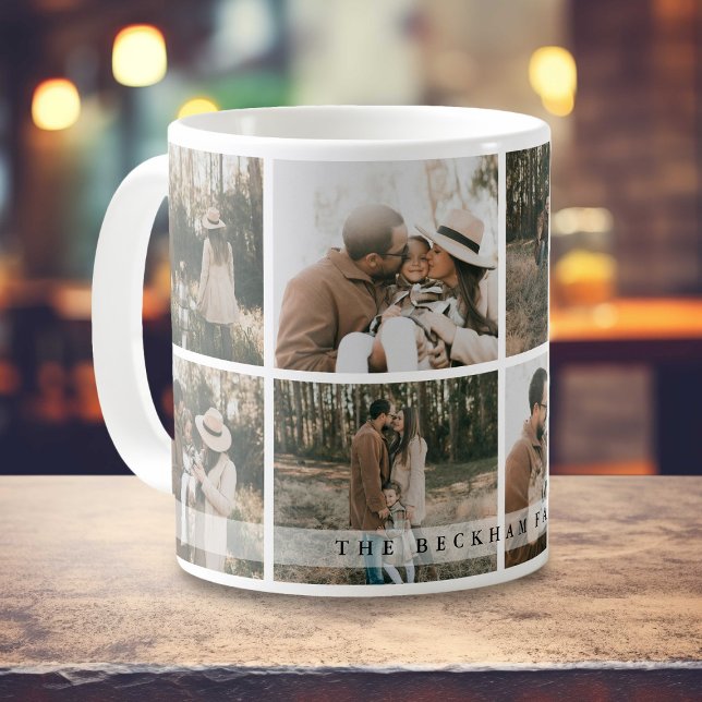 Modern Personalized Family Photo Collage Custom Coffee Mug (Creator Uploaded)