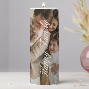 Modern personalized family Photo  Pillar Candle
