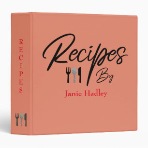 Modern Personalized Family Recipe 3 Ring Binder