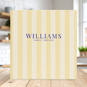 Modern Personalized Family Recipes 3 Ring Binder